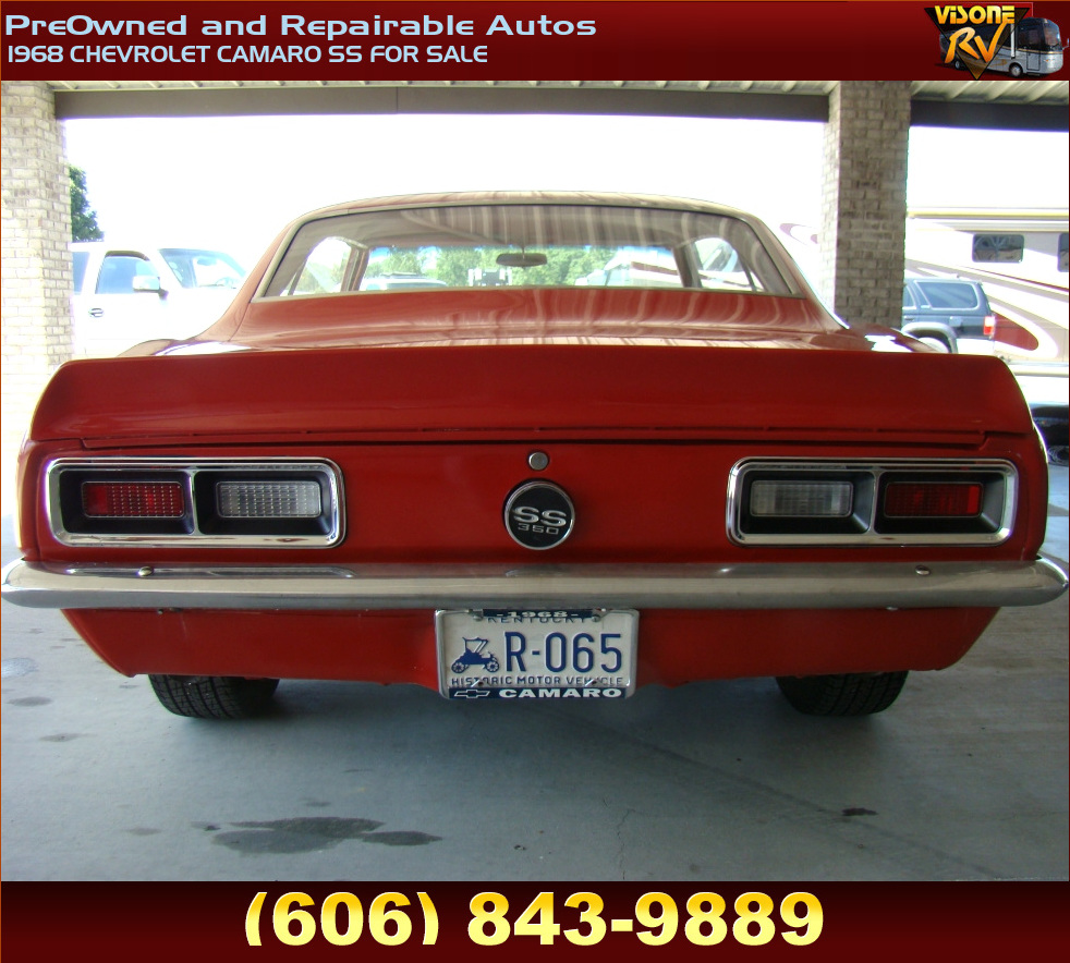 RV Parts 1968 CHEVROLET CAMARO SS FOR SALE PreOwned and Repairable