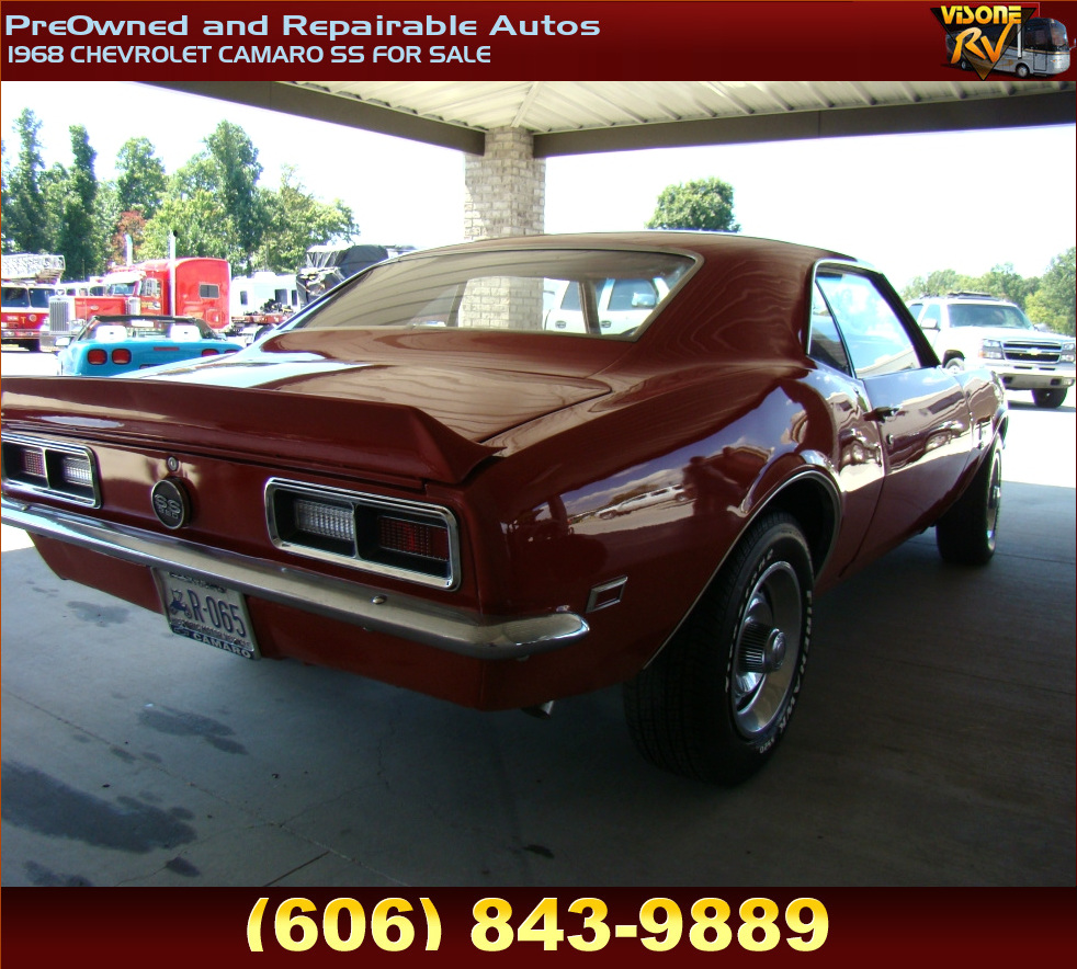 RV Parts 1968 CHEVROLET CAMARO SS FOR SALE PreOwned and Repairable